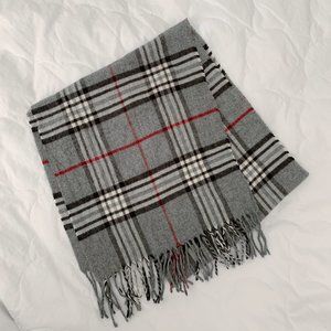 V FRAAS Cashmink Classic Plaid Scarf Grey